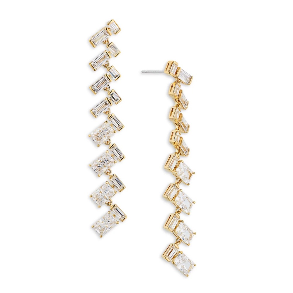 Nadri CZ Herringbone Linear Drop Earrings